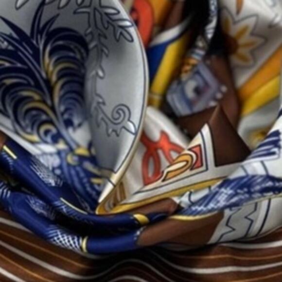 War Horse Wild Rag Scarf Blue Gold Western Southwestern - Picture 2 of 2